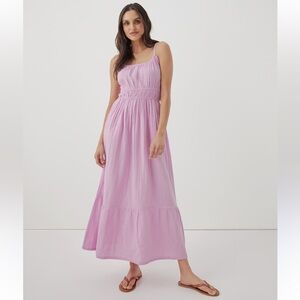 Pact Coastal Double Gauze Cami Maxi Dress in Lilac Pink Size XS